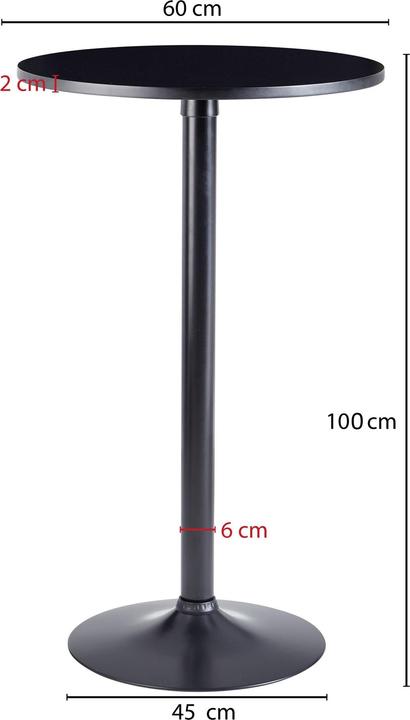 Produktbild FineBuy Bartisch Schwarz Stehtisch Ø 60 cm Metall / Holz Bistrotisch Rund Tisch
