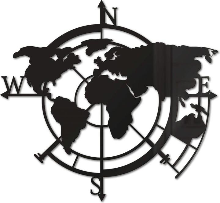 Actual product image Trenddeko World map cardinal points 02 (70 x 67 cm)