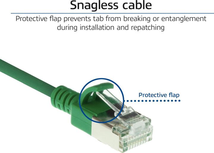 Produktbild ACT Green 2 meter LSZH U/FTP CAT6A datacenter slimline patch cable snagless with RJ45 connectors (U/FTP, CAT6a, 2 m)