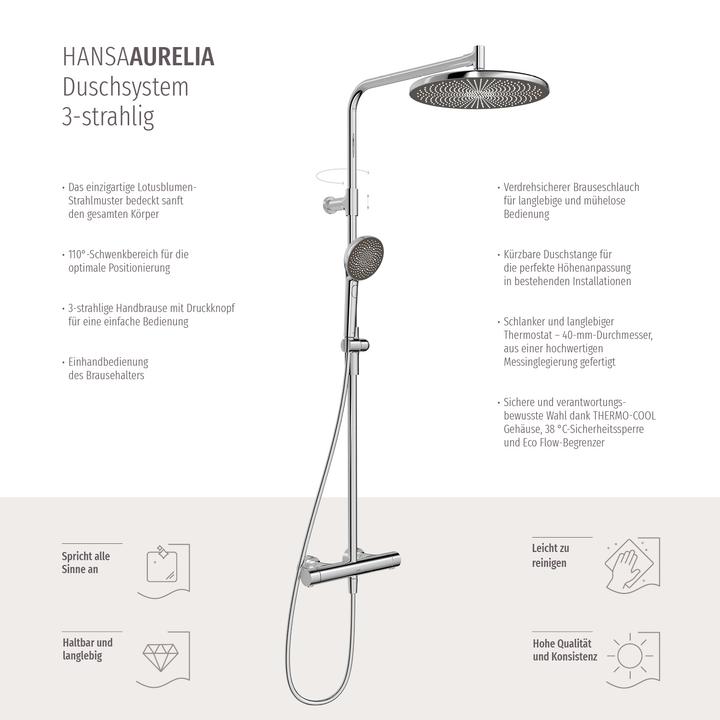 Actual product image Hansa aurelia - doucheset met thermostaat, diameter 30 cm, 3 jets, chroom