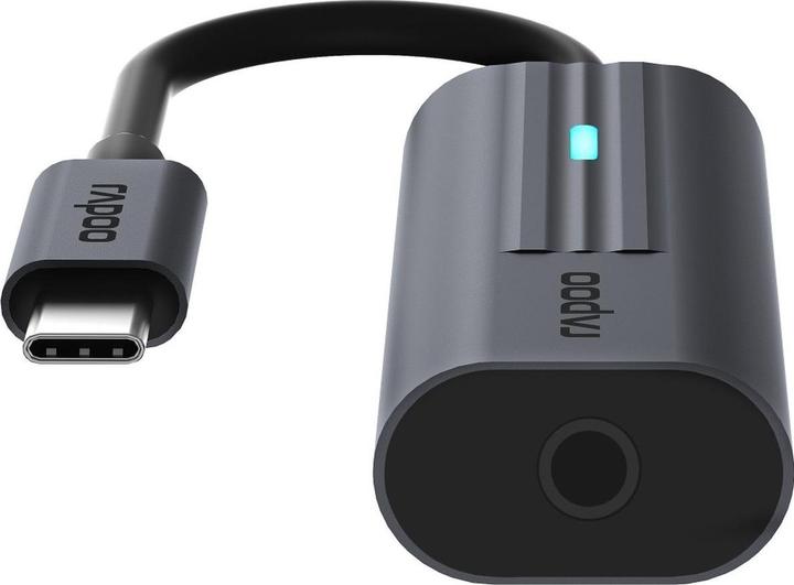 Actual product image Rapoo USB-C adapter, USB-C to 3.5 mm audio, grey