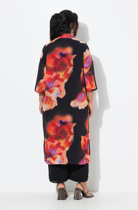 Immagine prodotto Ulla Popken Giacca di chiffon con fiori, collo a scialle e maniche a 3/4 (42, 44)