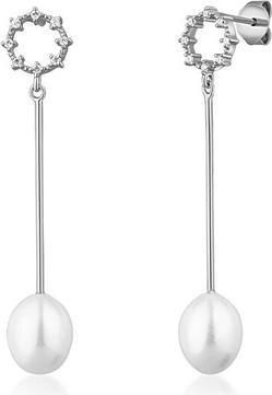 Produktbild JVD Silberohrringe mit Zirkonen und echten Perlen Svle1586xd2p100 (Perlen, Zirkonie)