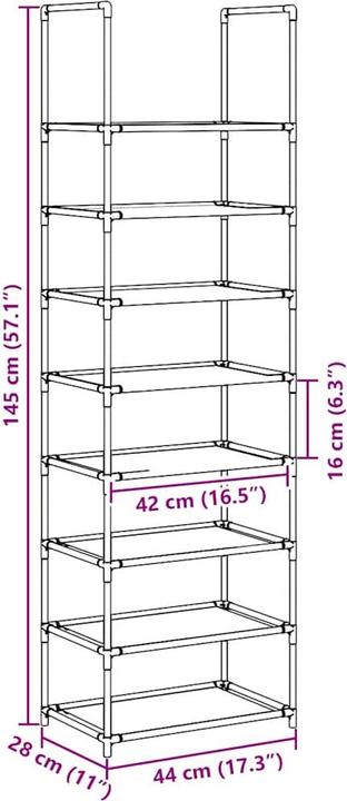 Immagine prodotto vidaXL Schuhregal (44 x 28 x 180 cm)