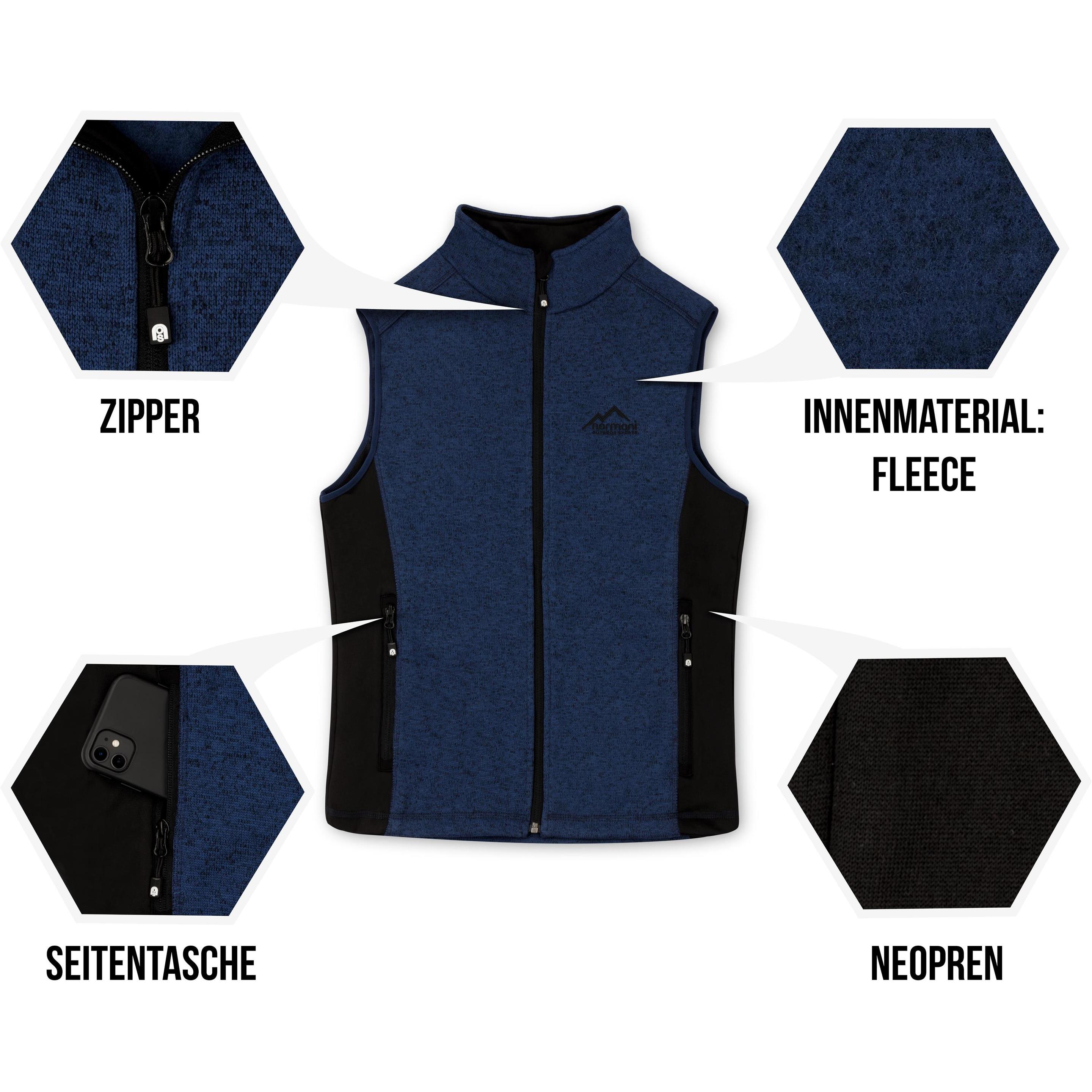 Thumbnail - Normani, Herren, Weste, Herren Strick-Fleeceweste Shamattawa, Blau, (5XL)