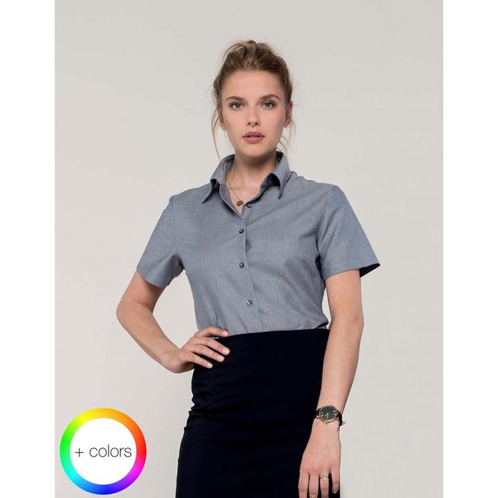 Produktbild Russell Collection Easy Care Oxford Bluse Kurzarm (M)