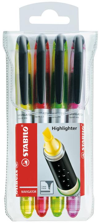Produktbild STABILO NAVIGATOR Textmarker (Gelb, Orange, Grün, Pink, 4 mm, 4 x)