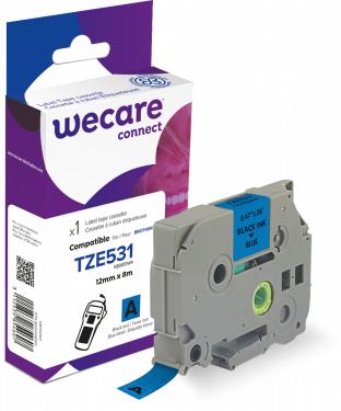 Actual product image Wecare Writing tape compatible with BROTHER TZE-531 black on blue (1.20 cm, Blue)