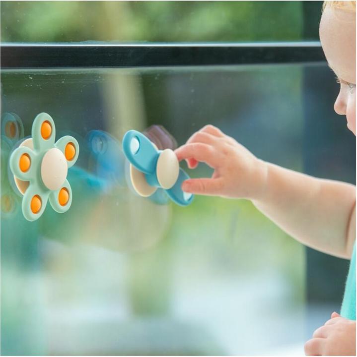 Actual product image SiliSoft - flower spinner - sensory fidget toy with suction cup made of food-safe silicone