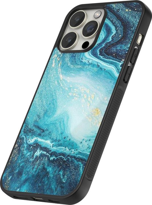 Actual product image PhoneLook Coque Silicone rigide noir Sea Foam Blue (Apple iPhone 13 Pro Max)