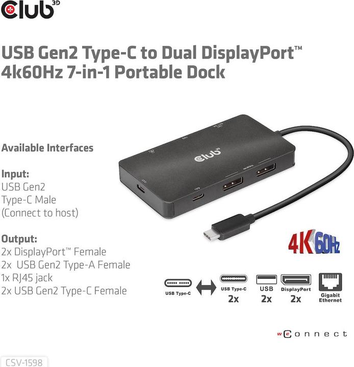 Produktbild Club 3D CSV-1598 (USB-C, 7 Ports)