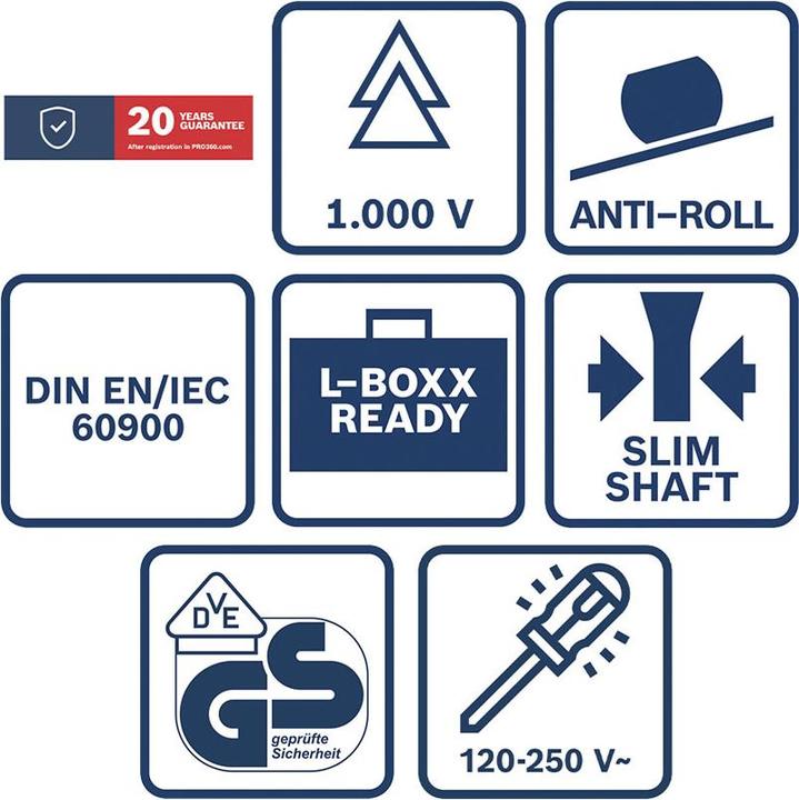 Produktbild Bosch Professional VDE-Schraubendreher-Set (Pozidriv-Kreuzschlitz (PZ), Schlitzschrauben, TX)
