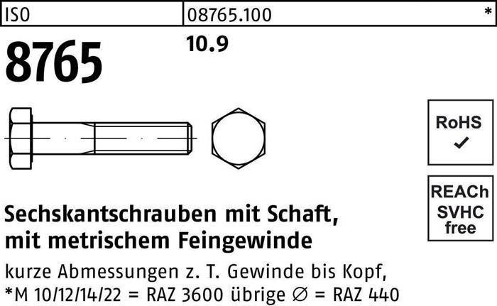 Produktbild Sechskantschraube ISO 8765 m.Schaft M 20 x2 x120 10.9 (10 Schrauben pro Stück)