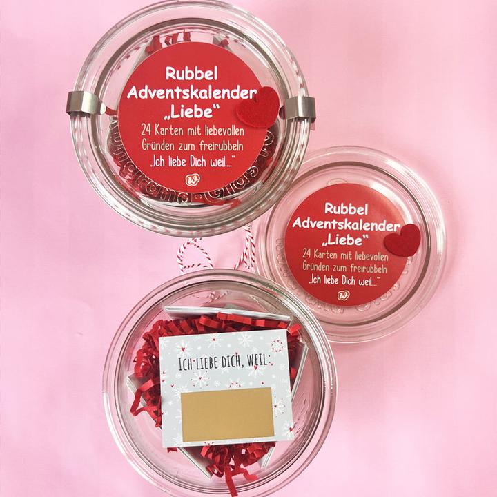 Produktbild Wunderle Rubbel Adventskalender Liebe, 11 x 7.5 cm, Rot