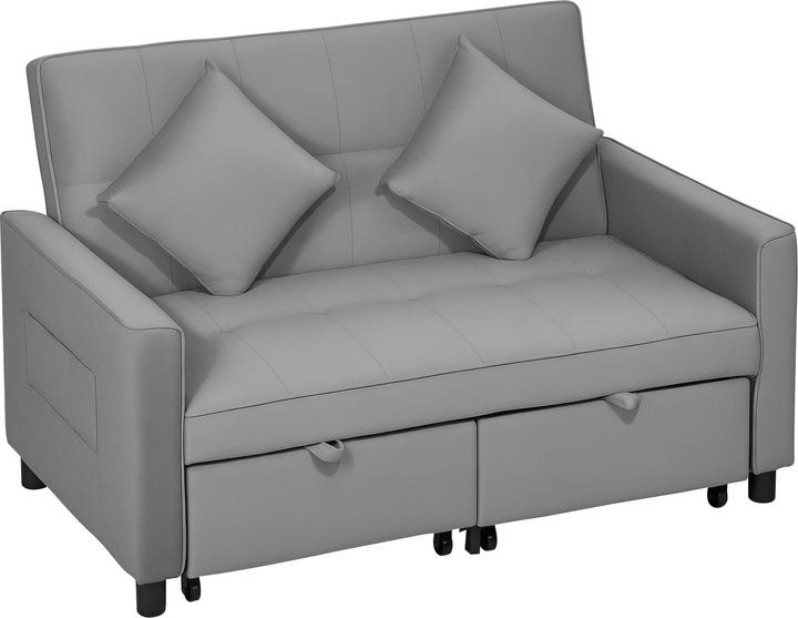 Produktbild Homcom Schlafsofa Polyester, Eukalyptusholz Grau (2-Sitzer)