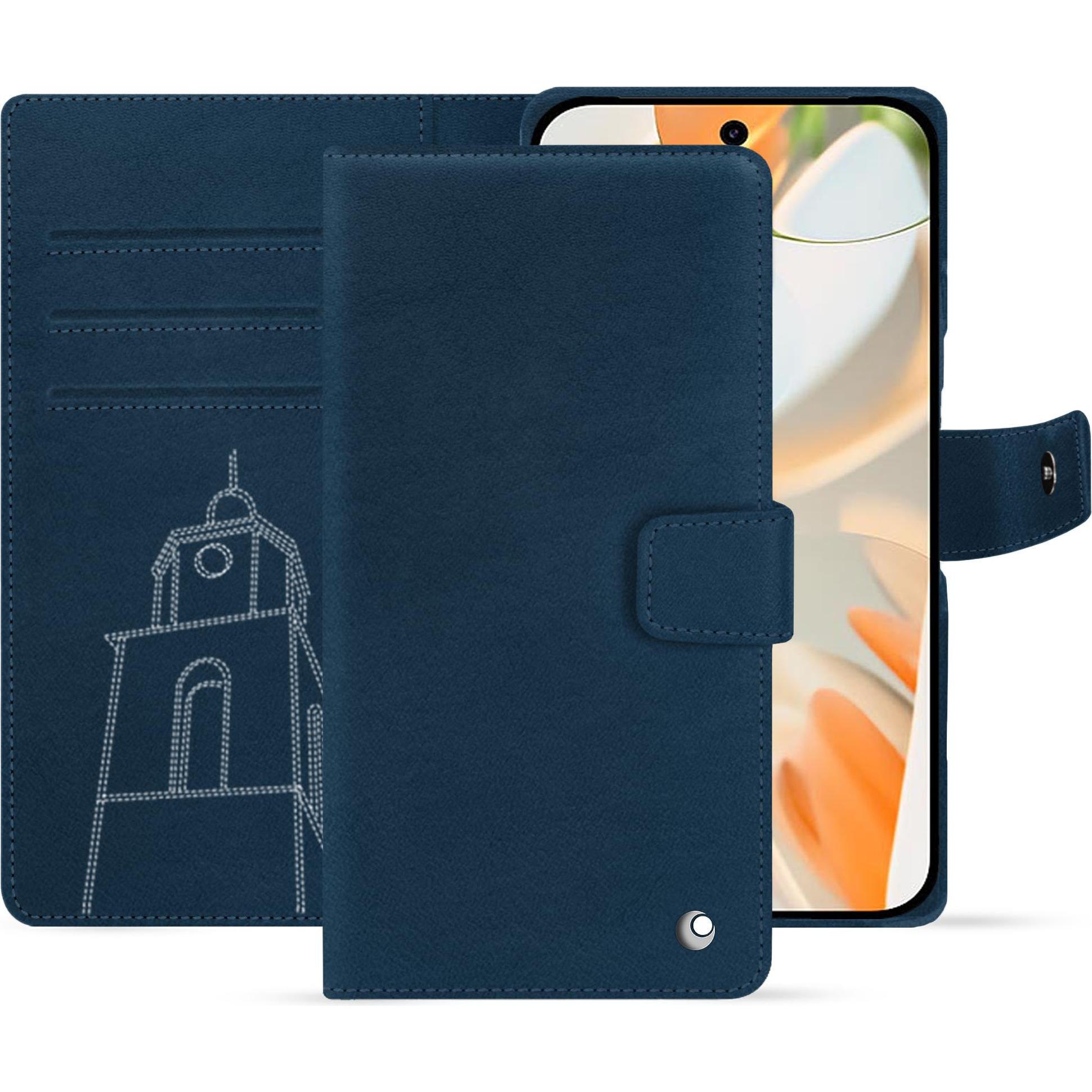 Noreve Lederschutzhülle Google Pixel 9 Pro (Google Pixel 9 Pro Fold), Smartphone Hülle, Blau