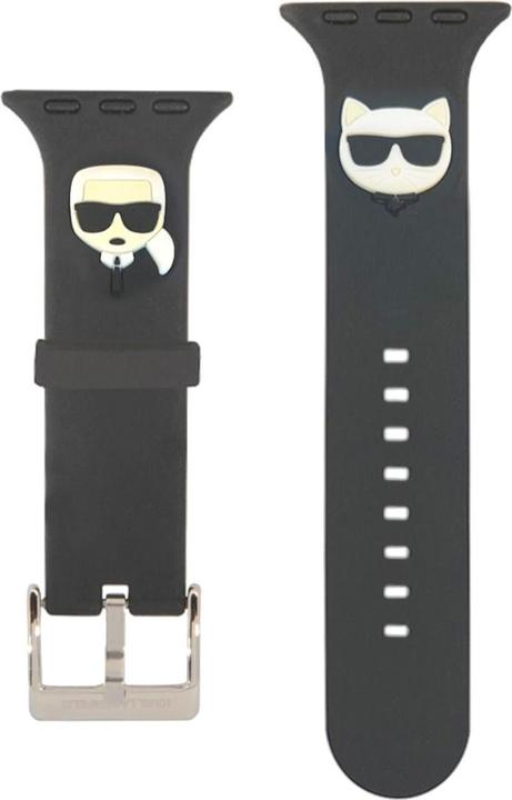Produktbild Karl Lagerfeld Pasek KLAWLSLKCNK Apple Watch 42/44/45mm czarny/black strap 3D Rubber Karl&Choupette (Kunststoff, Silikon)
