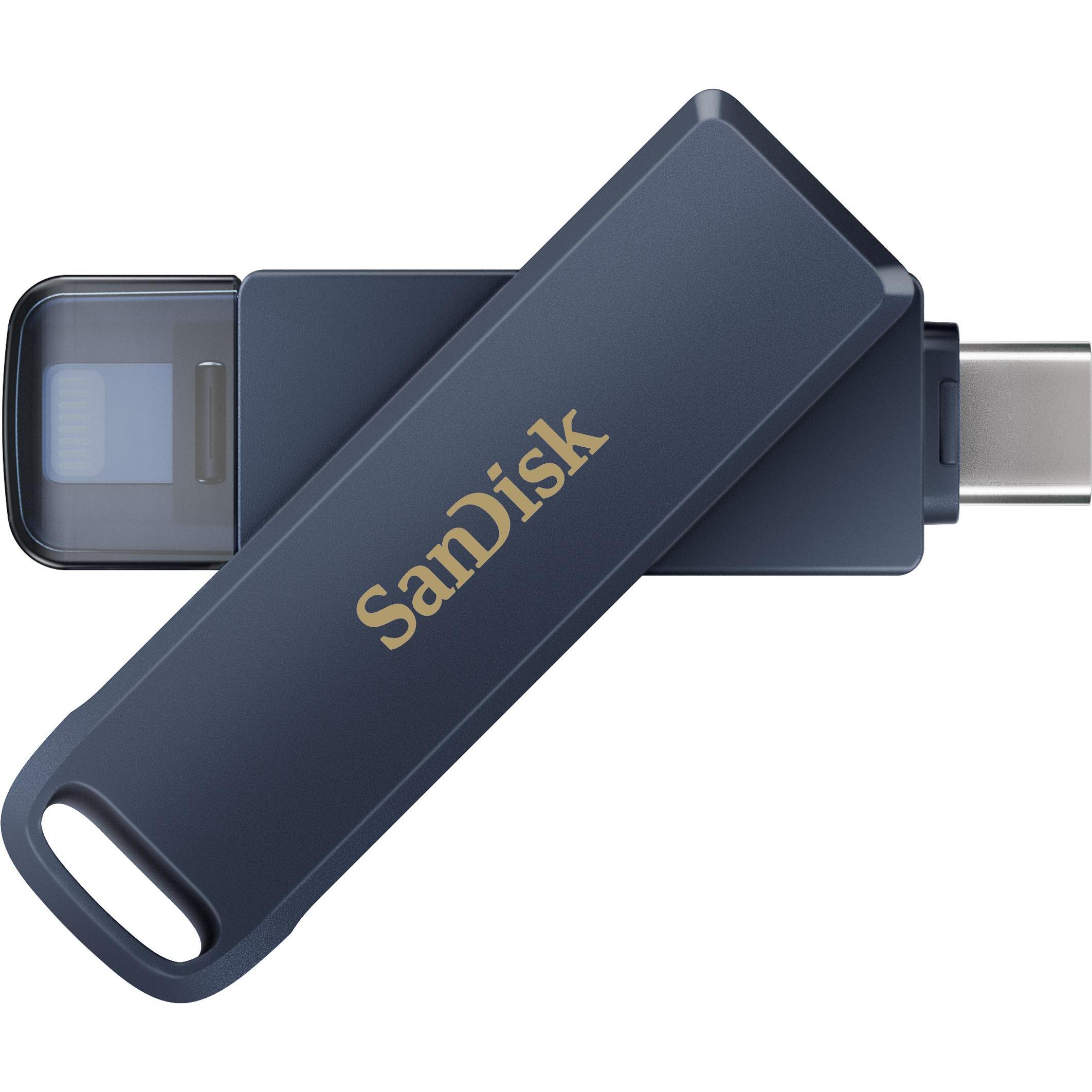 SanDisk iXpand Phone Drive (64 GB, USB-C, Lightning), USB Stick, Blau