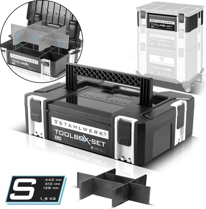 Actual product image Stahlwerk Toolbox with inner compartment size S 443 x 310 x 128 mm stackable system box (1 Piece)