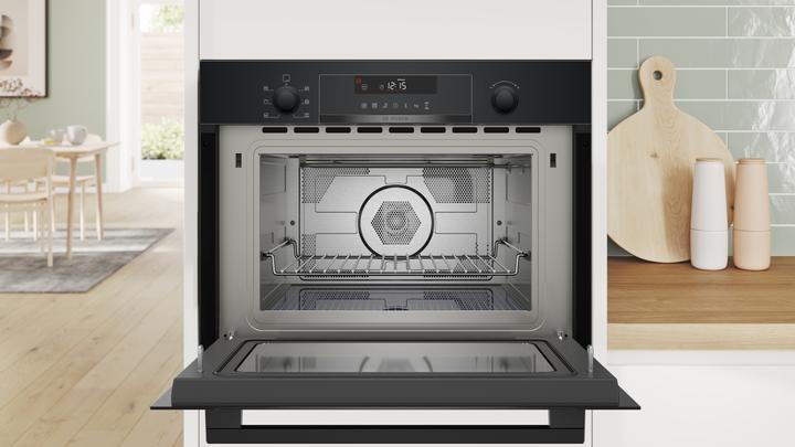 Produktbild Bosch Hausgeräte Serie 6, Einbau Mikrowelle mit Heissluft, 60 x 45 cm, Schwarz, CMA585GB1