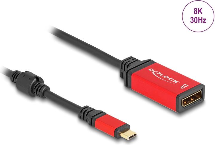 Produktbild Delock USB Type-C™ zu DisplayPort Adapter (DP Alt Mode) 8K 30 Hz mit HDR Funktion rot (USB Typ-C, 17 cm)