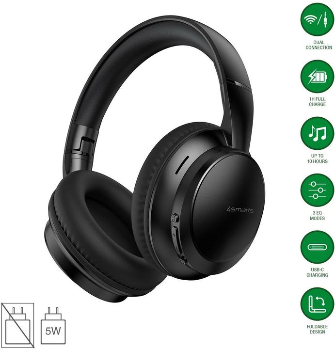 Produktbild 4smarts Over-Ear Bluetooth Kopfhörer SkyBuds Wave (Keine Geräuschunterdrückung, 10 h, Kabellos)