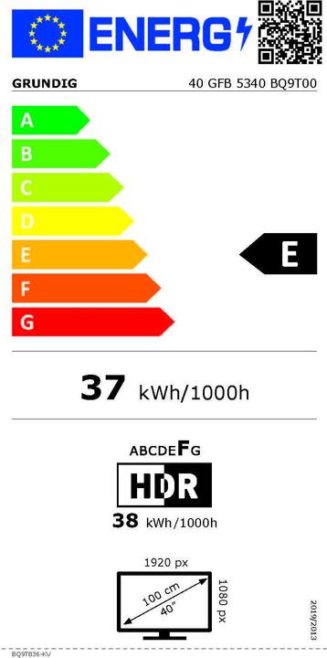 Etichetta energetica Grundig Grun Led-Tv Fhd (40", LED, Full HD, 2023)