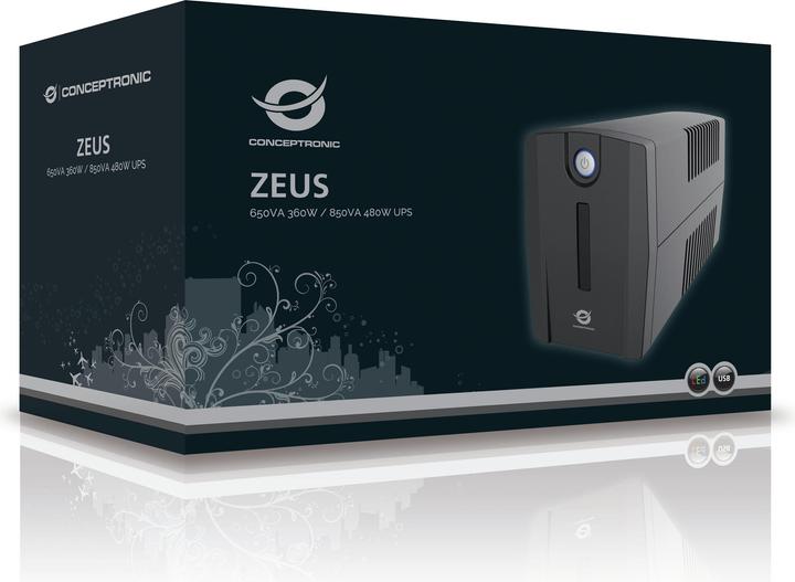 Image du produit Conceptronic Onduleur ZEUS 650VA 2xSchuko Socket (650 VA, 360 W, Line-interactive Onduleur)
