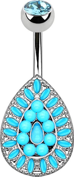 Immagine prodotto Star Piercing Goccia d'argento a forma di banana con pietra turchese (Ottone, Acciaio chirurgico 316L)