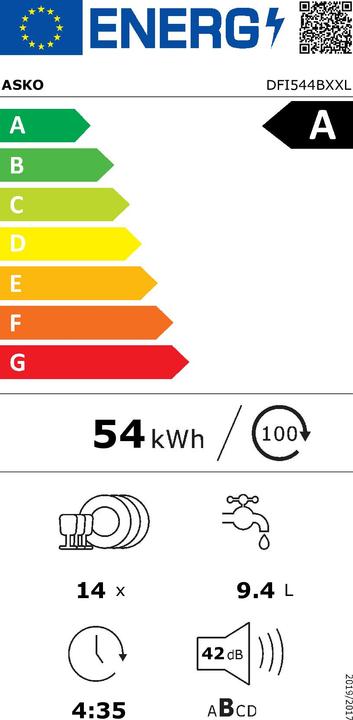 Energy Label Asko Geschirrspüler XXL vollintegriert PREMIUM DFI 544BXXL