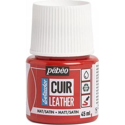 Pebeo, Künstlerfarbe + Bastelfarbe, SetaCuir Lederfarben (Tiefrot, 45 ml)