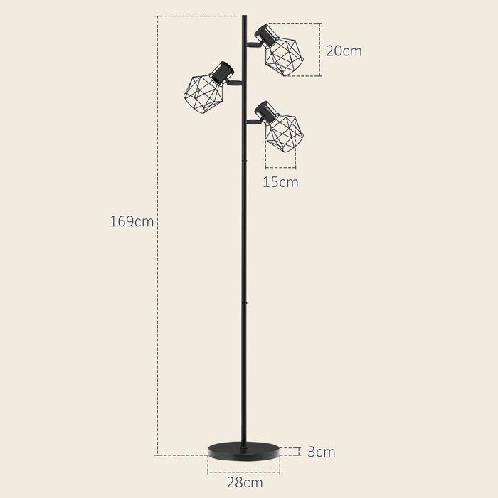 Actual product image Swisshandel24 Stehleuchte, Stehlampe mit 3 E27 Fassungen, 3 Flammen für Wohnzimmer, Schwarz (E27)