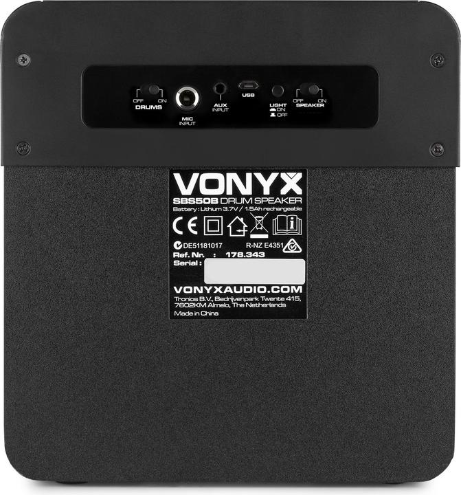 Actual product image Vonyx Speaker Karaoke SBS52B-DRUM (Active, 1x 50 W)
