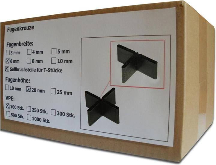 Produktbild Sanpro Fugenkreuze, Fugenbreite 6 mm / Höhe 20 mm, Anzahl 100 Stück (100 x)