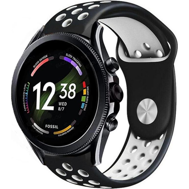 Thumbnail - Strap-it Sportarmband (Silikon), Uhrenarmband, Schwarz, Weiss