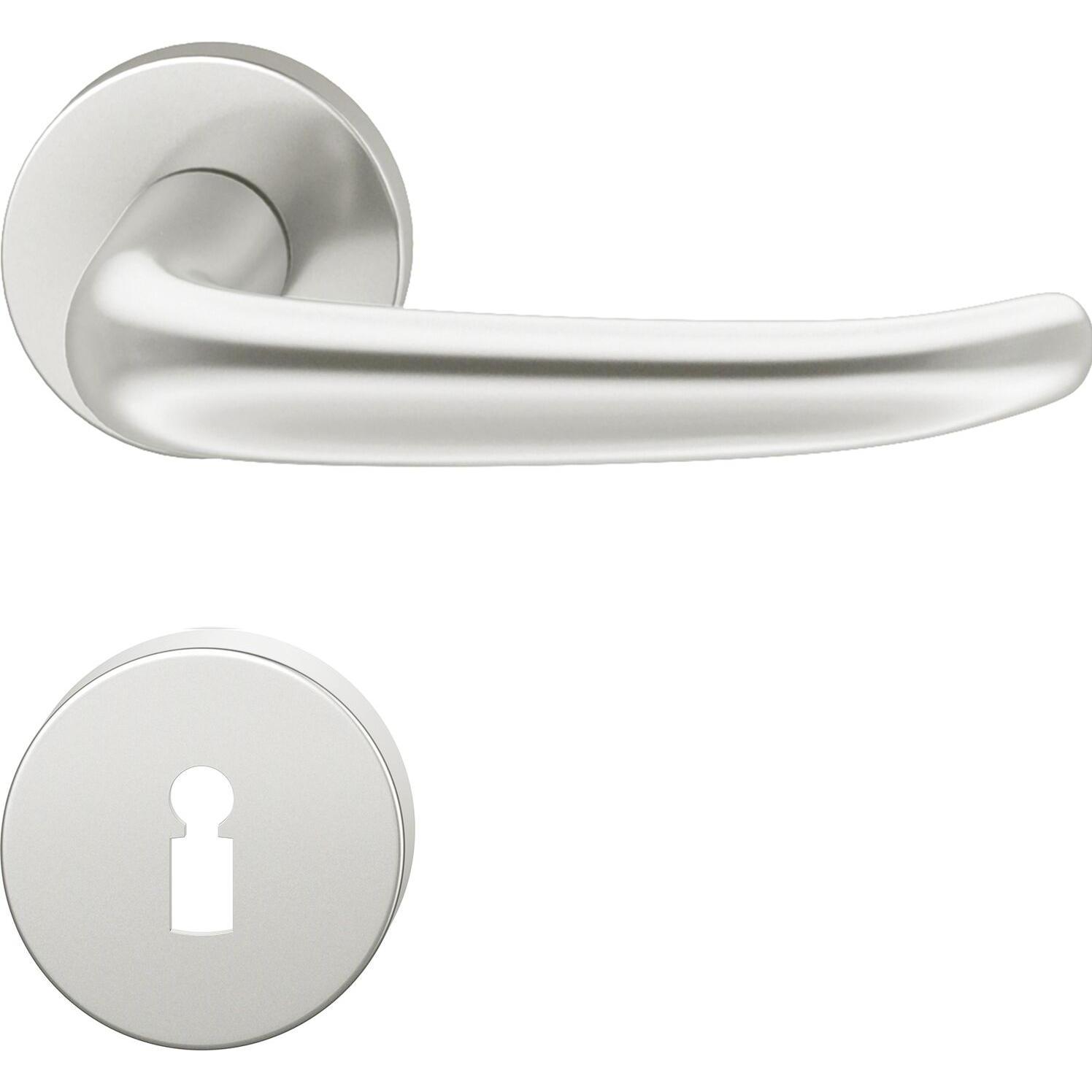 FSB, Türgriff + Fenstergriff, Drückergarnitur 12 1023 ASL auf Rosette BB, silber eloxiert (Türgarnitur)