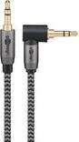 Immagine prodotto Goobay Cavo di collegamento audio AUX, 3,5 mm stereo, 90°, 1 m, Grigio squalo (1 m, Cavo AUX)
