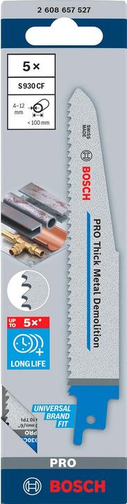 Immagine prodotto Bosch Professional Zubehör Lama PRO per demolizione metalli spessi S930CF, 1,6 x 22 x 150 mm, 5 pezzi.