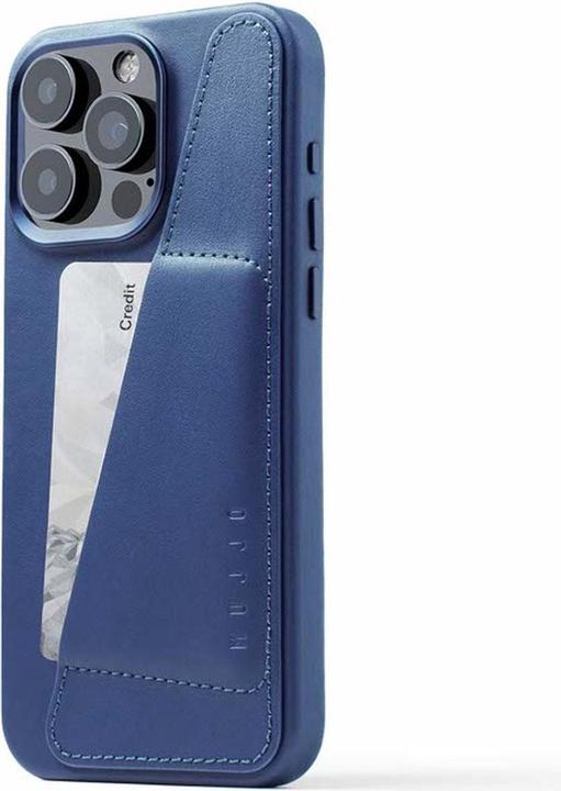 Immagine prodotto Mujjo Portafoglio completo in pelle adatto per iPhone 15 Pro Max - blu (Apple iPhone 15 Pro Max)