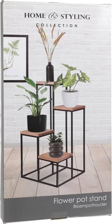 Immagine prodotto Home&Styling Supporto per piante con 4 ripiani Supporto per vasi da fiori naturale e nero