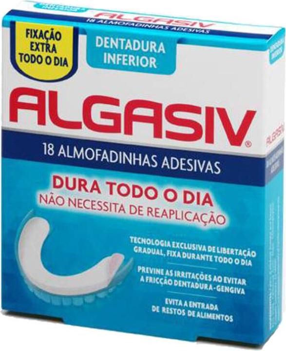 Actual product image Algasiv Adhesive Pads for Lower False Dentures Last All Day and Protect Gums 18 Units (Denture accessories)