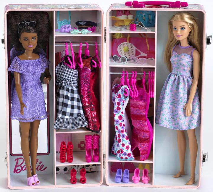 Produktbild Theo Klein Barbie Schrankkoffer Kleiderstangen und Fächern