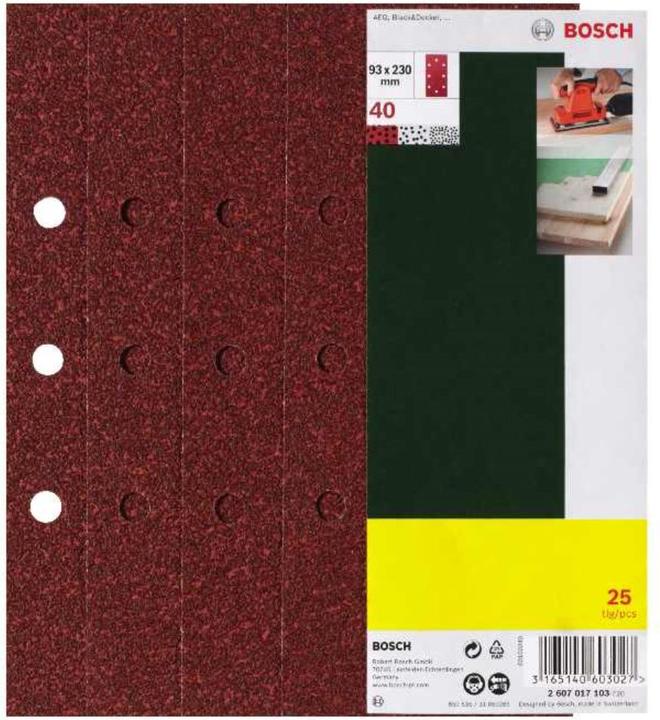 Actual product image Bosch Zubehör Sanding sheet set for orbital sander, 25-piece, 8 holes, 93 x 230 mm, 80 (80)