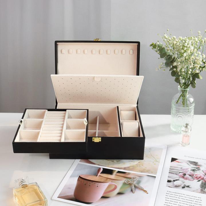 Produktbild Only-Bags.Store Schmuckkästchen für Halsketten, Ohrringe, Armbänder, Ringe, Uhren, mit abnehmbaren