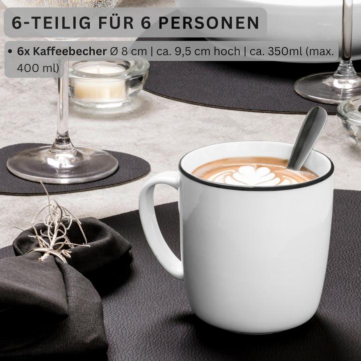 Immagine prodotto Sänger Geschirr Set di tazze da caffè Marlo Black Rim (350 ml, 6 x)