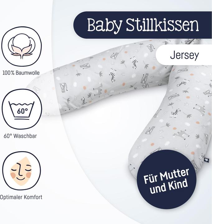 Productafbeelding Julius Zöllner Verpleegkussen Jersey Savannah Grijs 190 cm (190 cm)