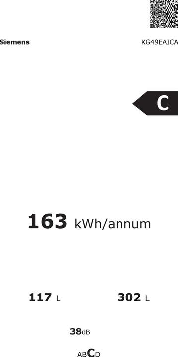Energie-Label Siemens KG49EAICA (419 l)