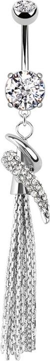 Immagine prodotto Star Piercing Banana d'argento con due sfere di cristallo in argento, ciondolo con filo scintillante (Ottone, Acciaio chirurgico 316L)