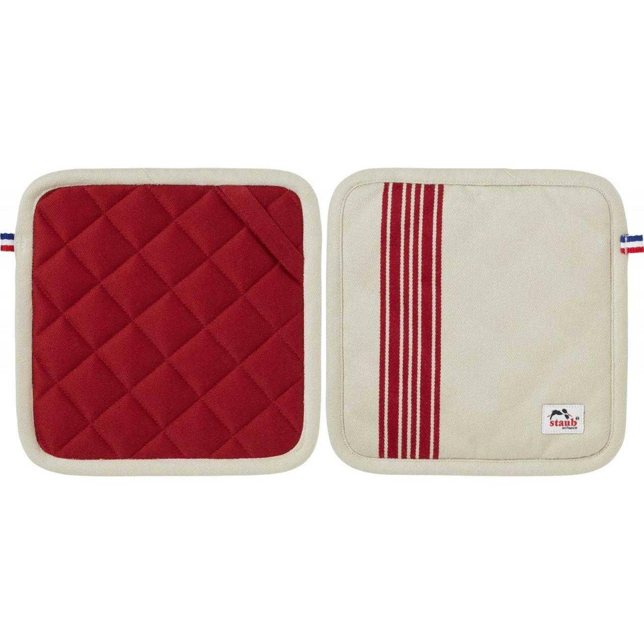 Staub Topflappen 2-tlg,, 21 x 21 cm, 100% Baumwolle, Rot (100% Baumwolle) (40501-352-0)