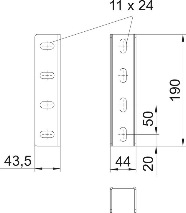 Actual product image OBO Bettermann OBO VUS 5 A4 U-stem connector 190x44 V4A with truss-head screws